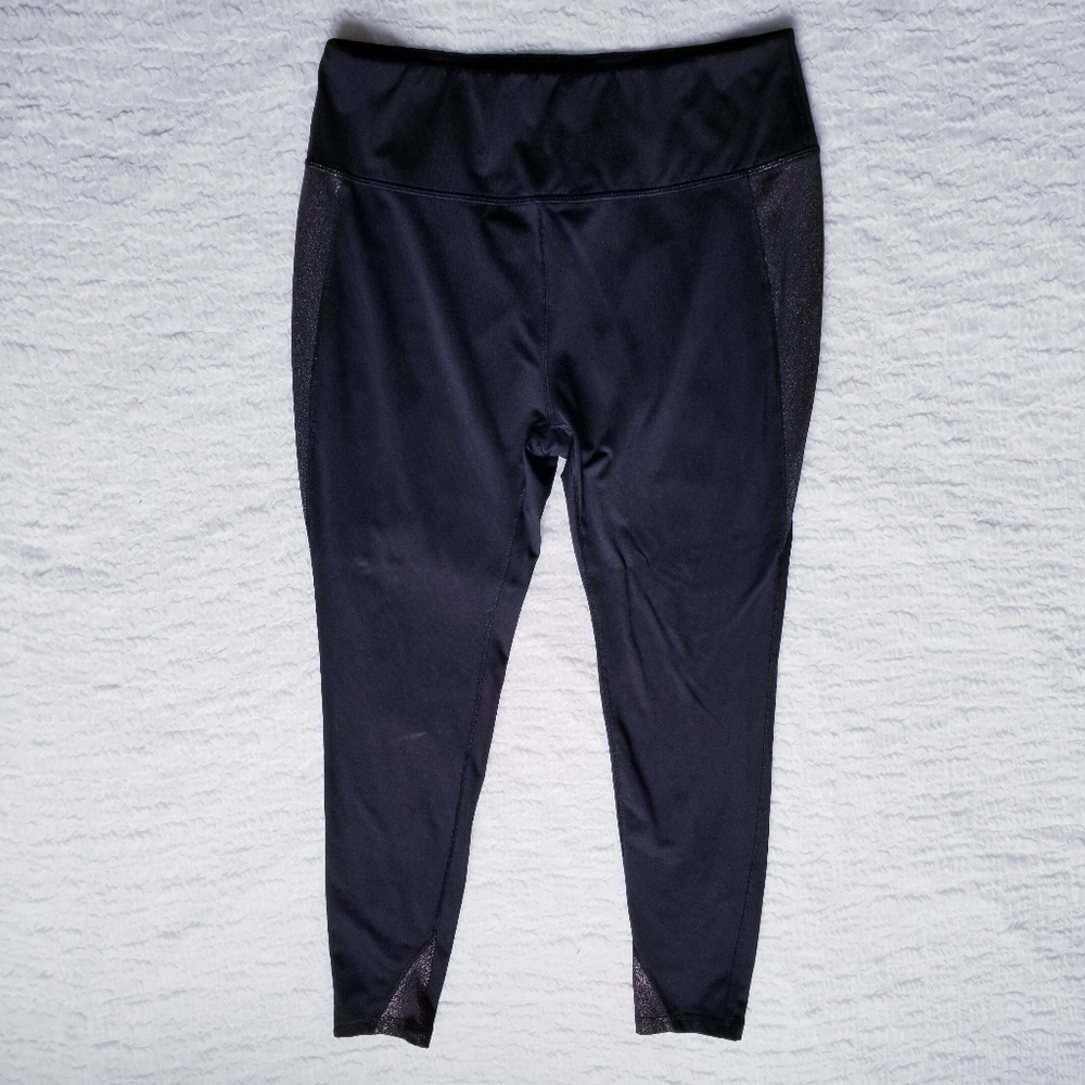 MTA Sport Black Stretch Leggings with Bronze Sparkle Detail